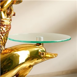 Столик журнальный декоративный «Дельфин и русалка», под золото, 48×48×104 см