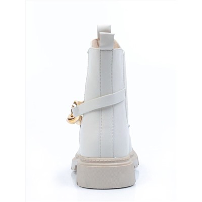 5267-2 WHITE Ботинки демисезонные женские (натуральная кожа, байка)