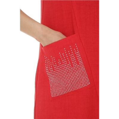 Платье летнее красное с карманом
