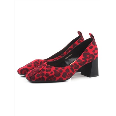 06-A129A-753PN RED/LEOPARD Туфли женские (натуральная замша)