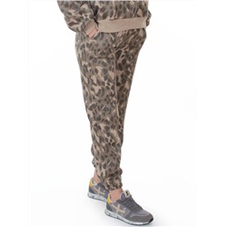 868-6 BEIGE/LEOPARD Костюм спортивный зимний женский (95% хлопок, 5% полиэстер)