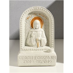 Икона настольная с подставкой под свечу «Матрона Московская», гипс, роспись, 18×12×5.5 см