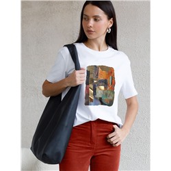 Свободная футболка с принтом из премиального хлопка с эластаном