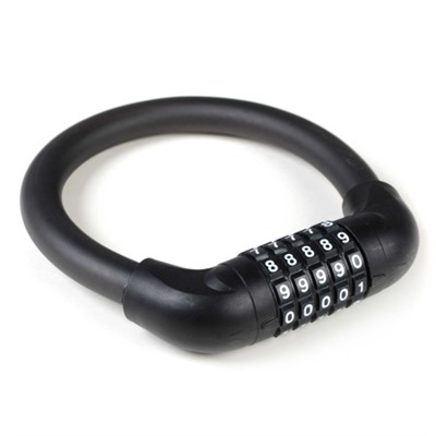 Замок тросовый кодовый R-LOCK 03, 5 разрядов, 400мм, стальной трос антивзлом. плетение, вес 320 гр, чёрный. /уп 100