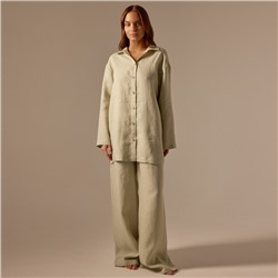 Пижама женская (рубашка, брюки) SL HOME Linen, светло-зелёная