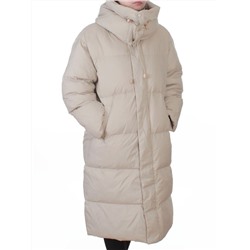 3063 BEIGE Пальто пуховое женское оверсайз (утиный пух)