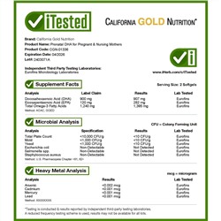 California Gold Nutrition, пренатальный комплекс с ДГК для беременных и кормящих матерей, 900 мг, 60 капсул из рыбьего желатина (450 мг в 1 капсуле)