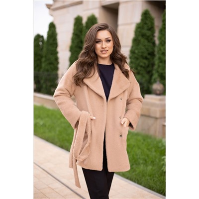 Пальто женское демисезонное 23700 (кэмел/тедди)