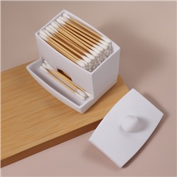 Органайзер для ватных палочек, с крышкой, 9×6.5×7.5 см, белый