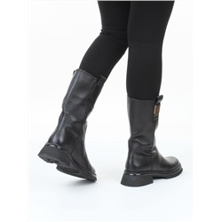 02-B87B-175A BLACK Сапоги демисезонные женские (натуральная кожа, байка)