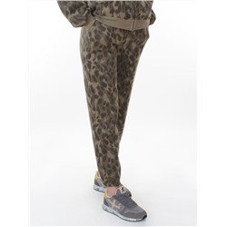 869-3 GREEN/LEOPARD Костюм спортивный зимний женский (95% хлопок, 5% полиэстер)