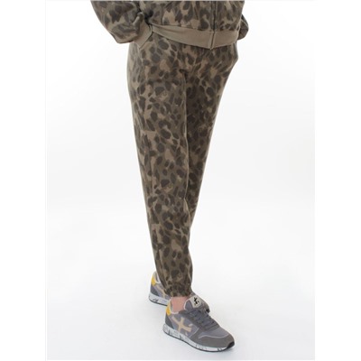 869-3 GREEN/LEOPARD Костюм спортивный зимний женский (95% хлопок, 5% полиэстер)