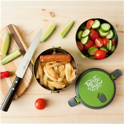 Ланч - бокс круглый «Будет вкусно»: 2 отделения по 500 мл, 13 х 17 см, МИКС