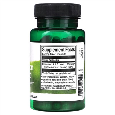 Swanson, Экстракт корицы, 250 мг, 90 капсул