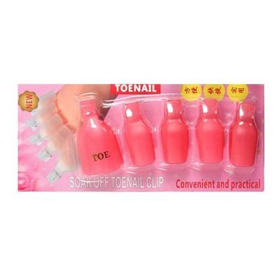 Nail Art Зажим-прищепка педикюрная для снятия искусственных покрытий/розовые (5шт/уп.)