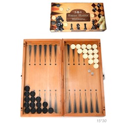 Игра настольная 3 в 1: нарды, шахматы, шашки / 341-161 /уп 48/