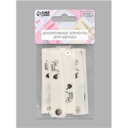 Бирка с кнопкой Hand made, 8×1.8 см, 10 шт., белая, чёрная