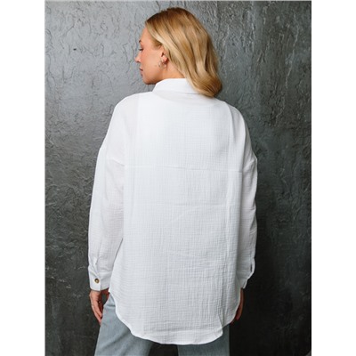 Муслиновая рубашка с карманом белая