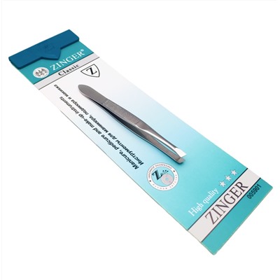 Zinger Пинцет для бровей скошенный / Classic B 164 S SH, ручная заточка, 88-90 мм, серебристый глянцевый