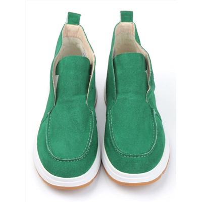 01-5280-9 GREEN Ботинки демисезонные женские (натуральная замша, байка)