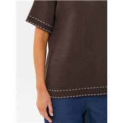 Блуза вязаная коричневая с короткими рукавами