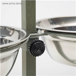 Подставка с мисками, 2×2.5 л, высота 60 см, разборная, зелёная