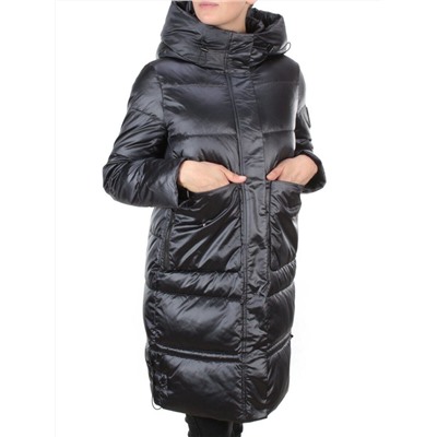 9106 BLACK Пальто зимнее женское  FLOWEROVE (200 гр. холлофайбера)