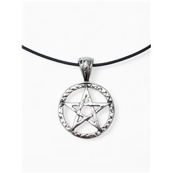 Кулон «Белая пентаграмма», цвет чернёное серебро на чёрном шнурке, 45 см