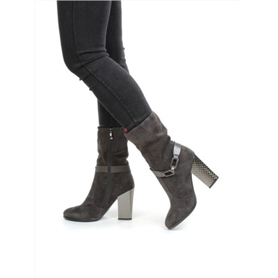 YF189-062M DK.GREY Полусапоги зимние женские (натуральная замша, натуральный мех (еврозима))