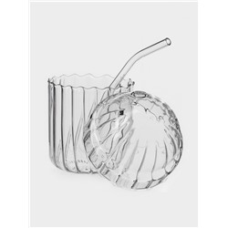 Стакан Magistro «Полоска», 450 мл, 9.8×19 см, с трубочкой, стекло, прозрачный