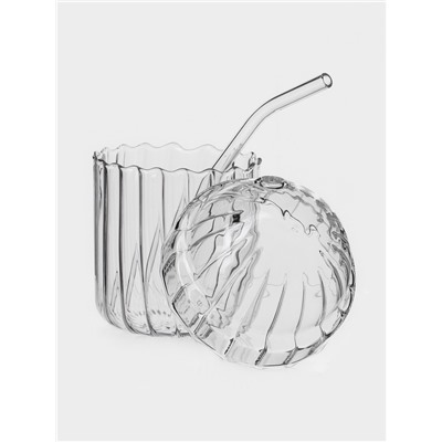 Стакан Magistro «Полоска», 450 мл, 9.8×19 см, с трубочкой, стекло, прозрачный