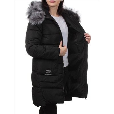 GB18401-2011 BLACK Пальто зимнее стеганое женское (200 гр. холлофайбер)