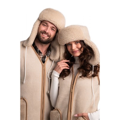 Шапка ушанка РОДИНА цвет бежевый