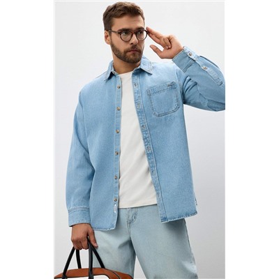 Рубашка джинс P311-1241 middle blue