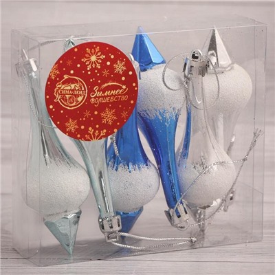 Ёлочная игрушка "Сосульки царские" (набор 6 шт) 3,5х8,5 см, МИКС