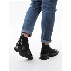 01-B44B-81AG BLACK Ботинки демисезонные женские (натуральная кожа, текстиль, байка)