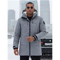 Парка зимняя мужская с капюшоном серого цвета 9533-1Sr