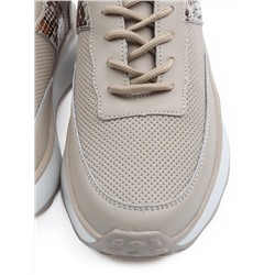 03-C129-2 BEIGE Кроссовки женские (натуральная кожа)