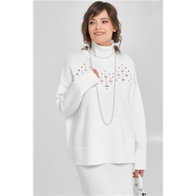 Свитер вязаный с ажурным рисунком