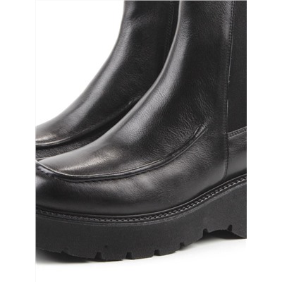 01-C2105B-17A BLACK Ботинки демисезонные женские (натуральная кожа, байка)