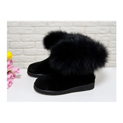 Женские ботиночки в стиле UGG из натуральной замши черного цвета, Коллекция Осень-Зима , Б-17113/1-01