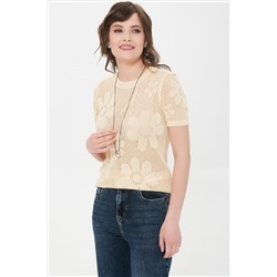 Джемпер вязаный с короткими рукавами в цвете экрю