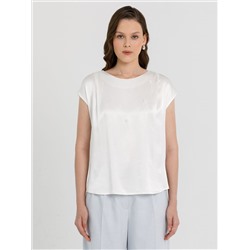 Блузка молочного цвета с бусинами по переду