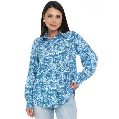 Рубашка голубая с принтом