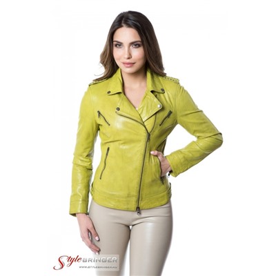 Куртка кожаная ARBEX F153 lime