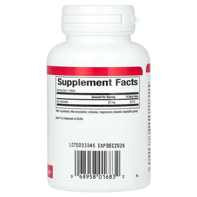 Natural Factors, хелат цинка, 25 мг, 90 таблеток