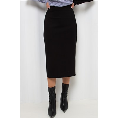 Юбка-карандаш чёрная из плотного трикотажа Адэль №1