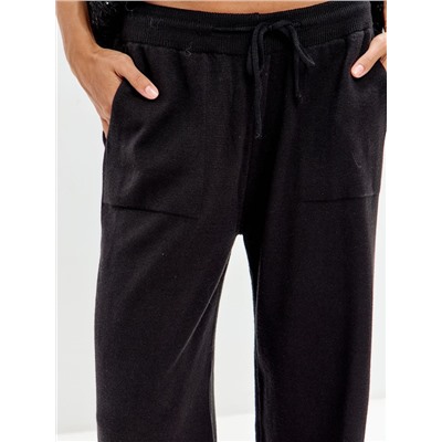 Брюки палаццо с карманами, Черный