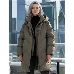 Пальто двубортная зимнее утепленное женское светло-коричневого цвета 7732SK