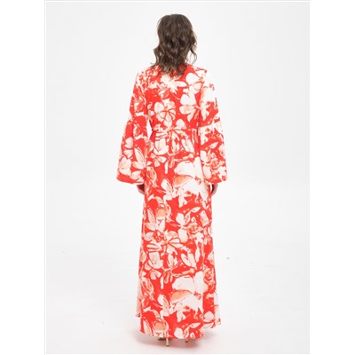 Платье макси красное с принтом